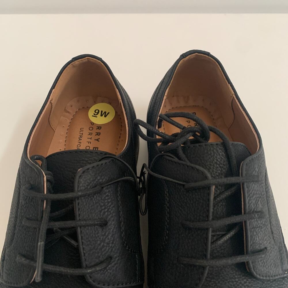 Perry Ellis Portfolio Men's Sz 9W Ultra Foam Bennett Wide Black Dress Shoes - Picture 10 of 14